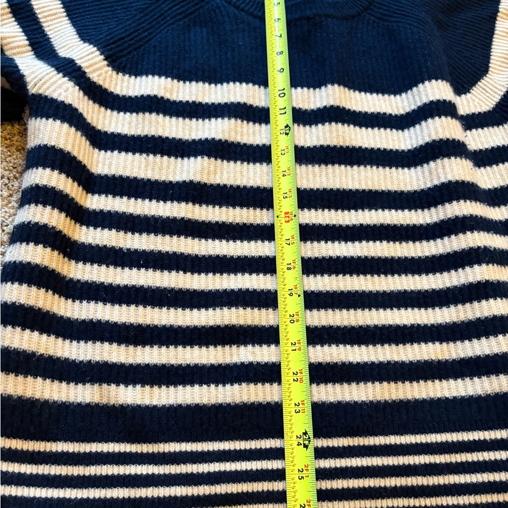 J. Crew Women's Navy and Cream Striped Sweater